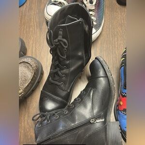 faux leather side zip boots